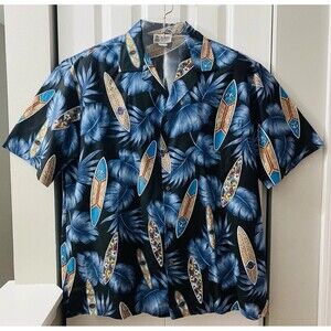 Vintage Aloha Republic Men's Hawaiian Button Up Shirt Surfboards XL Made In USA!